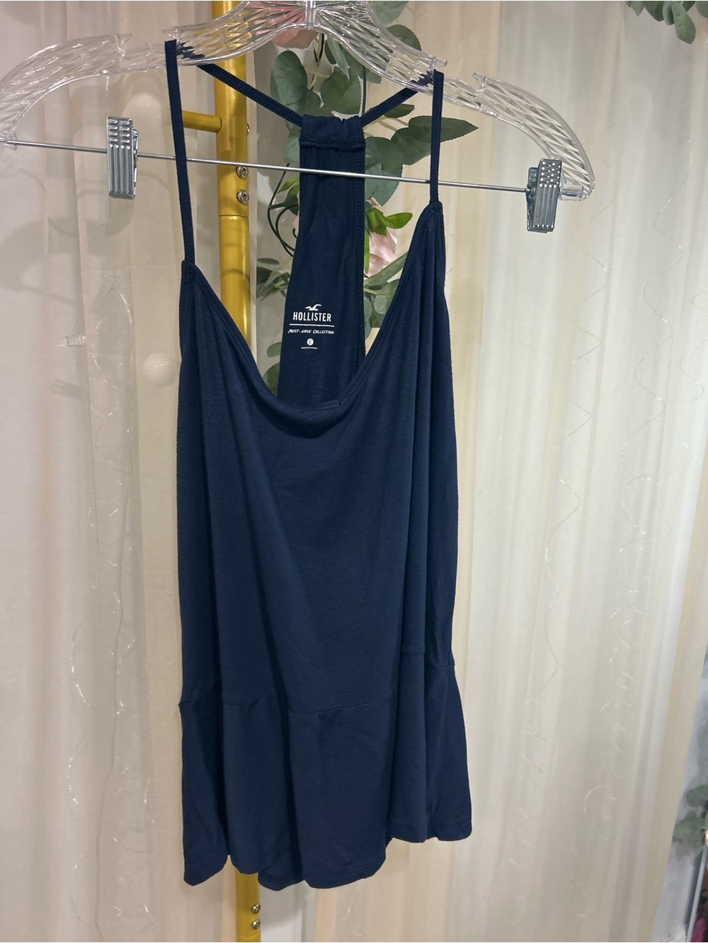 Hollister Navy Blue Racerback Swing Tank Top Size Large NWOT